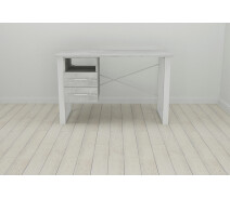 Купить - стол ПК  Письменный стол с ящиками Ferrum-decor Оскар 750x1200x600 металл Белый ДСП Бетон 16 мм (OSK0014)