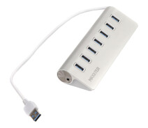Купить - кардридер  USB-Хаб Maxxter USB 3.0 7хUSB3.0 Silver (HU3A-7P-01)
