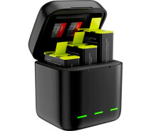 Купить - аксессуар к экшн-камере  Зарядное устройство для Telesin Charger Box + Battery 3шт для GoPro 9/10/11 (GP-BNC-902-B) [87677]