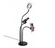 Купить - набор блогера  Набор блоггера 3 в 1 держатель для телефона с лампой подсветкой стойкой для микрофона NN (474495-Prob) Черный