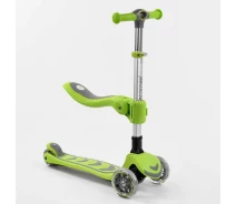 Купить - самоката  Самокат трехколесный Best Scooter С СИДЕНИЕМ, складной алюминиевый руль, 4 колеса PU со светом Light green (99640)