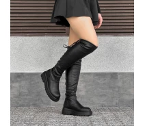 Купить - женский ботфорт  Ботфорты из кожи на завязках, 40 (M153-1-40)