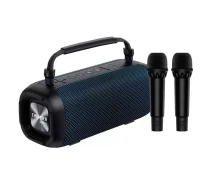 Купить - портативную колонку  Колонка Bluetooth WiWU P17 Wireless Speaker с двойным микрофоном TF Card/Flash Disk Water Resistant V5.0/8800mAh/40Вт Портативная беспроводная караоке акустика с подсветкой Синий
