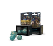 Купить - аксессуар для настольной игры  Набор кубиков RuneQuest Turquoise & gold Expansion Dice (3 шт.) (SRQE97)
