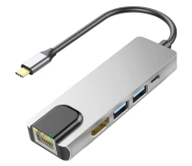 Купить - кардридер  Мультифункциональный USB Type-C хаб / разветвитель Digital Lion MH-09, концентратор 5в1: 2 x USB 3.0 + Type-C + HDMI + Ethernet