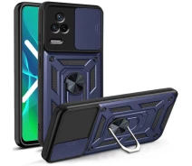 Купить - чехол для смартфона  Ударопрочный чехол Camshield Serge Ring для Xiaomi Poco F4 TPU+PC, Шторка на камеру, Синий (56101)