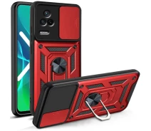 Купить - чехол для смартфона  Ударопрочный чехол Camshield Serge Ring для Xiaomi Poco F4 TPU+PC, Шторка на камеру, Красный (56101)