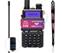 Купить - радиостанцию  Комплект Рация Baofeng UV-5R 5W + Гарнитура + Ремешок на шею + Антенна Nа-771 (SMAJ) 39см