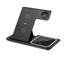 Купить - зарядное устройство для телефона и планшета  Беспроводное зарядное устройство для XO WX023 W15 для смартфонов, наушников, смарт-часов с технологией Qi, Black