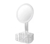 Купить - косметическое зеркало  Косметическое настольное круглое зеркало Cosmetic Mirror HH098 26 LED на подставке с подсветкой Белое (13235)