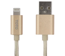 Купить - адаптер и кабель  Кабель TOTO TKG-06 Plastic Braided USB cable Lightning 1m Gold
