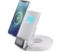 Купить - зарядное устройство для телефона и планшета  Беспроводное зарядное устройство WiWU M11 4-in-1 Wireless Fast Charger with Time Clock and Backligh [73465]