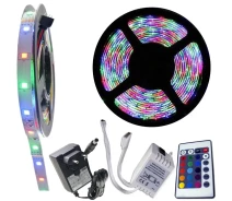 Купить - светодиодную ленту  Светодиодная лента LED RGB 3528 Световая с пультом ДУ и адаптером для фоновой подсветки 5м.