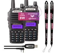 Купить - радиостанцию  Рация Baofeng UV-82  комплект 2 шт., UHF/VHF, 8 Вт, 2000 мАч + Кабель для программирования + Ремешок на шею