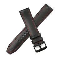 Купить - аксессуар к смарт-чсасам  Ремешок для Xiaomi Mi Watch – черно-красный / кожа / размер L / ширина крепления 22мм / черная застежка / Watchbands Twoline (WB7549769)