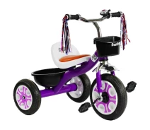 Купить - велосипед и аксессуар  Велосипед 3-х колесный LM-5105 "Best Trike" (1) Фиолетовый, пено колесо, металл. рама, колокольчик, 2 корзины, переднее d=26см, заднее d=20см, в коробке (202636)