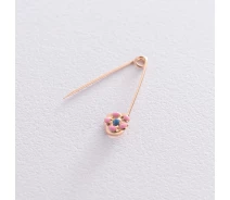 Купить - брошь  Золотая детская булавка Цветочек с эмалью зак00045 Оникс