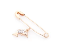 Купить - брошь  Золотая булавка Дельфинчик с фианитами зак00194 Оникс