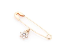 Купить - брошь  Золотая детская булавка Цветочек с фианитами зак00205 Оникс