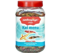 Купить - корм для рыбы  Корм для прудовых рыб Аквариус Koi Menu Chips (чипсы для карпов Кои) банка 600 мл (150г)