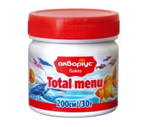 Купить - корм для рыбы  Корм для аквариумных рыб и креветок Аквариус "Total menu Flakes" в виде хлопьев 200 мл (30 г)