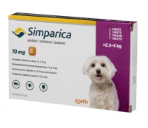 Купить - противопаразитарное средство для собаки  Simparica (Симпарика) таблетки от блох и клещей 10 мг. для собак весом от 2.5 до 5 кг. 1 таблетка (SP012)