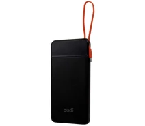 Купить - power bank  Power Bank Budi PB085B 10000 mAh USB QC3.0/Type-C PD20W/Lightning Портативный Аккумулятор Повербанк быстрая зарядка со встроенным кабелем Type-C/Type-C-Lightning с индикатором заряда Черный