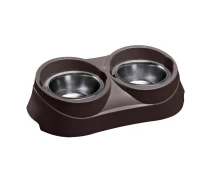 Купить - миску и контейнер для собак  Стальные миски на подставке для собак и кошек Ferplast Duo Feed (Ферпласт Дуо Фид) 47 x 25 x h 13 см - 1.7 L - 03 (71703021)
