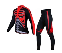 Купить - велоодежду  Мужской велокостюм KIDITO KM-CT-18 Trousers Skeleton Red XL кофта с длинным рукавом + штаны для велосипедистов