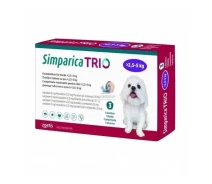 Купить - противопаразитарное средство для собаки  Simparica TRIO (Симпарика ТРИО) таблетки от блох, клещей и гельминтов для собак весом от 2.5 кг до 5 кг 1 таблетка (SP018)