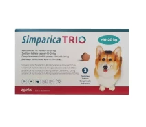 Купить - противопаразитарное средство для собаки  Simparica TRIO (Симпарика ТРИО) таблетки от блох, клещей и гельминтов для средних собак весом от 10 до 20 кг (10024337)