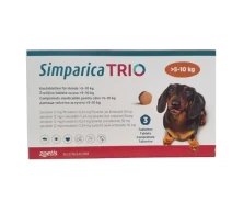 Купить - противопаразитарное средство для собаки  Simparica TRIO (Симпарика ТРИО) таблетки от блох, клещей и гельминтов для средних собак весом от 5 кг до 10 кг (10024332)