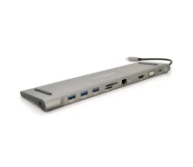 Купить - кардридер  Хаб-конвертор Type-C (папа) на Type-C(мама) + USB3.0*3(мама) + HDMI(мама) + VGA(мама) + jack3.5(мама) + SD - TF + RJ45, 10 см, S (2001-ytg)