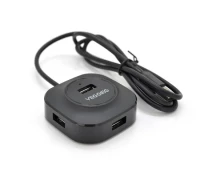 Купить - кардридер  Хаб VEGGIEG V-U2409 USB 2.0 4 порта, 480Mbts, питание от USB, Black, 1,0m, Box (19882-ytg)