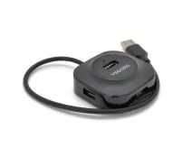 Купить - кардридер  Хаб VEGGIEG V-U2405 USB 2.0 4 порта, 480Mbts, питание от USB, Black, 0,3m, Box (19881-ytg)
