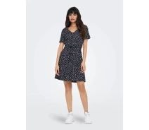 Купить - повседневное платье  Платье ONLMAY S/S V-NECK SHORT DRESS JRS NOOS 15286935-Night Sky-AOP:Lea flower ONLY M Темно-синий