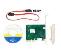 Купить - контроллер для компьютера  Контроллер Frime (ECF-PCIEto6SATAIII001.LP) PCI-Ex4-6xSata III, ASM1062+ASM1092