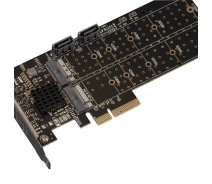 Купить - контроллер для компьютера  Плата расширения Frime (ECF-PCIEtoSSD012.LP) PCI-E-2хM.2+2хSATA, 88SE9215