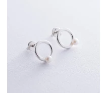 Купить - серебряную серьгу  Серьги из серебра с жемчугами (культ.) (1727930)