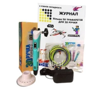 Купить - 3D-ручку  3D-ручка с разноцветным Эко Пластиком 9 м c Трафаретами c LCD экраном Original Blue