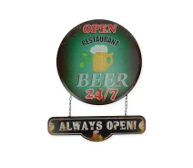 Купить - интерьерную табличку  Табличка металлическая Beer Always open OR-1051