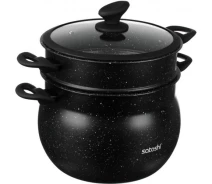 Купить - пароварку  Кастрюля-пароварка инд.дно Stenson 846-550 5.5л 22.5*18см/22.5*8.5см black