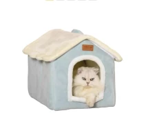 Купить - спальное место  Домик лежак мягкий плюшевый Pet House для домашних собак и кошек размер L 52x43x50 см Голубой (код: PH524350)