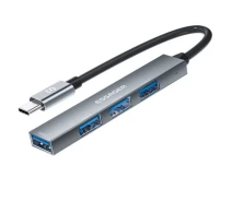 Купить - кардридер  Хаб Essager EHBC04-FY0G-P Type-C 4 in 1, Steel