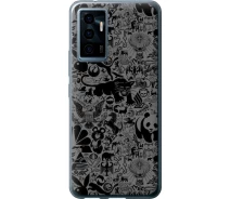 Купить - чехол для смартфона  Чехол силиконовый на телефон Vivo V23e Чёрно-серый стикер бомбинг "2432u-2641-1529"