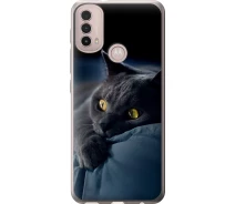 Купить - чехол для смартфона  Чехол силиконовый на телефон Motorola E40 Дымчатый кот "825u-2660-1529"
