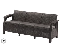 Купить - садовый диван  Софа садовая пластиковая Keter Corfu love seat max, серая MK official (3253929120015)