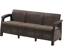 Купить - садовый диван  Софа садовая пластиковая Keter Corfu love seat max, коричневаяMK official (3253929120770)