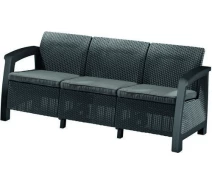 Купить - садовый диван  Софа садовая пластиковая Keter Bahamas love seat max, графит – прохладный серый MK official (3253929000492)