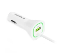 Купить - зарядное устройство для телефона и планшета  Автозарядка 1 USB 2.4A + кабель Lightning, Modecom Royal KULL-03 белая